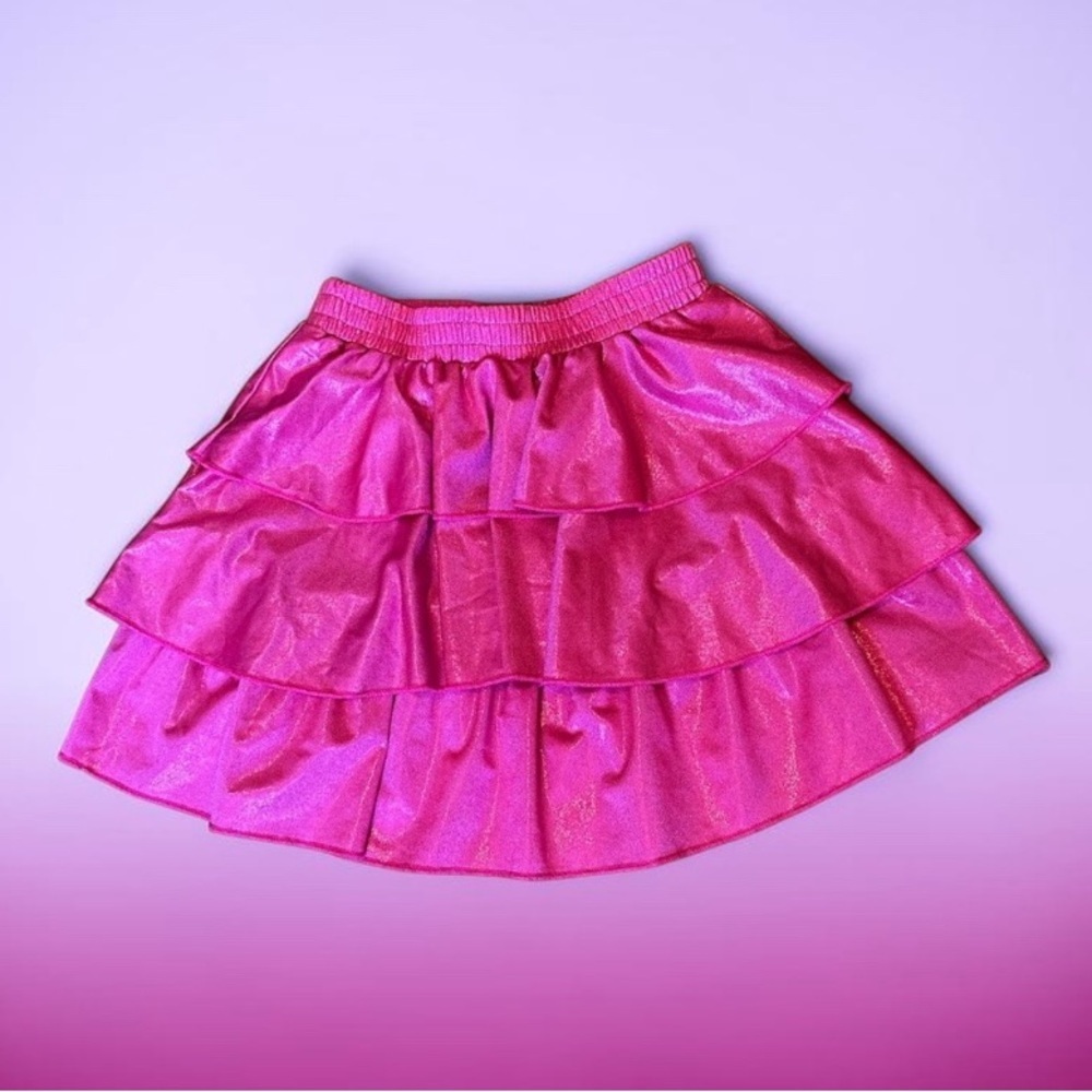 Sparkling Pink Layered Kids Skirt